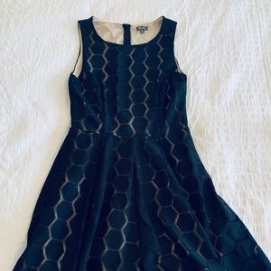 Nude and black lace overlay dress